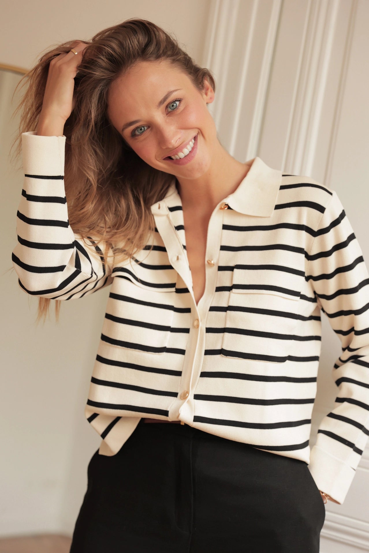 Maurice Sweater | Cream & Black Stripes