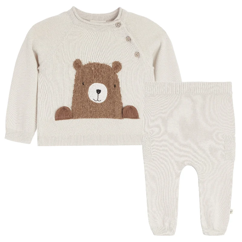 2pc Furry Bear Sweater and Pant Set