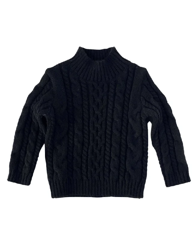 Dani Mockneck Cable Knit Sweater - Black