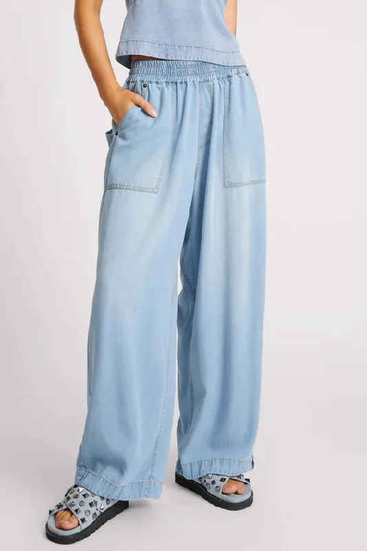 ONE TEASPOON Womens Soft Blue Tencel Parachute Pants - Soft Blue