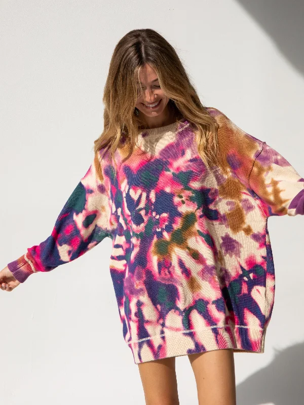 Taylor Oversized Cotton Sweater - Sunrise Tie-Dye