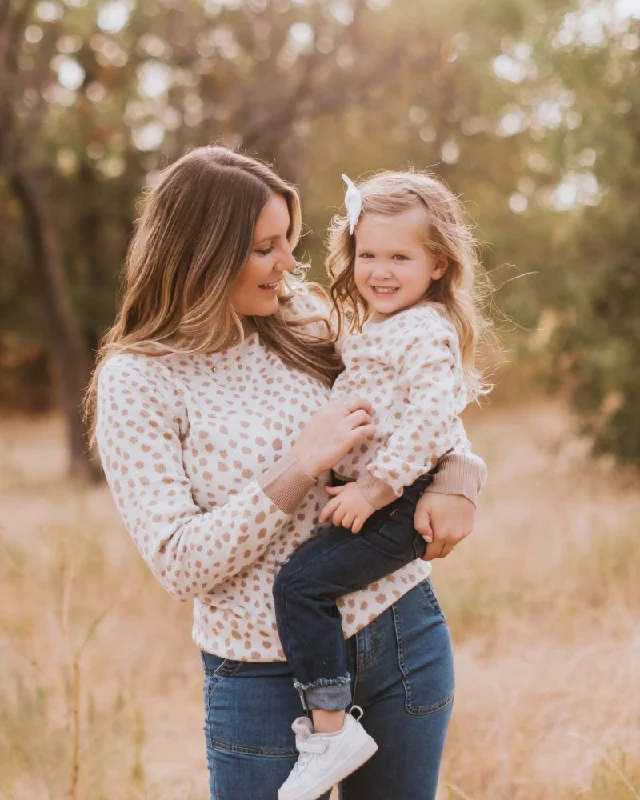 Teddy Cozy Sweater - White & Taupe Dots