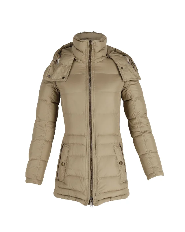 Burberry Brit Puffer Down Jacket in Beige Goose Down Feather