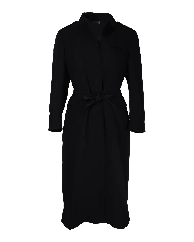 Miu Miu Belted Coat in Black Acetate