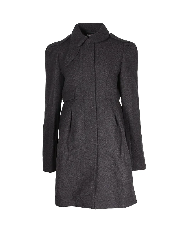 Miu Miu Pea Coat in Grey Virgin Wool