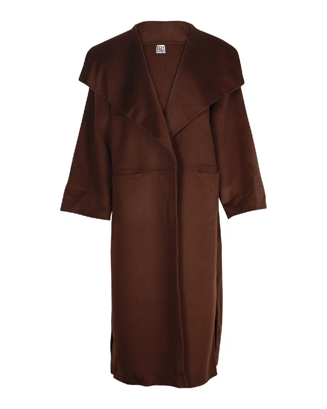 Totême Annecy Oversized Coat in Brown Wool