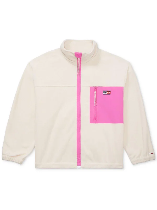 Womens Colorblock Oversized Fleece Jacket