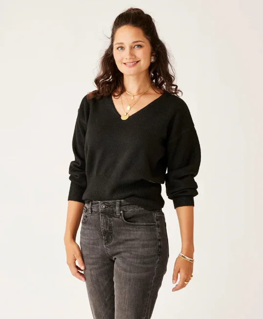 Women's Ruth Reversible Fuzzy Sweater - Black