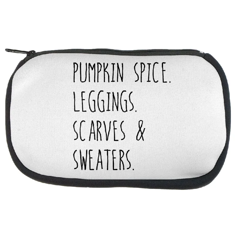 Fall Autumn Pumpkin Spice Leggings Scarves and Sweaters Makeup Bag