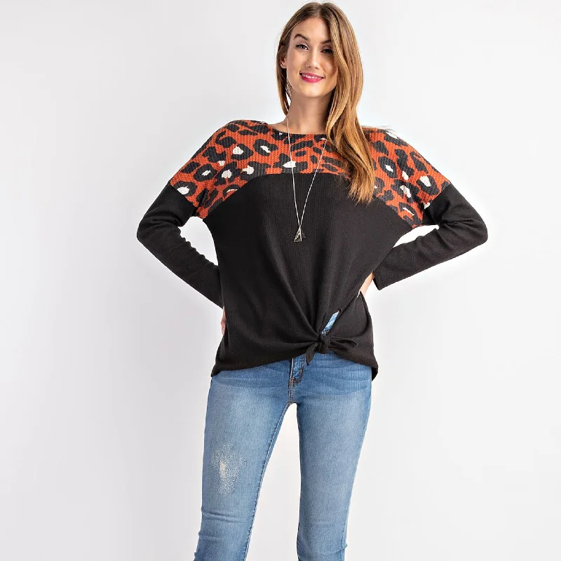 Rae Mode Women's Animal Print Knit Long Sleeve