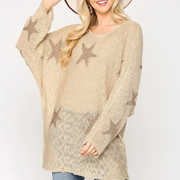 Gigio USA Women's Sand Stars Dolman Sweater