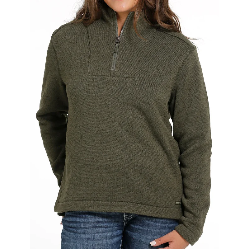 Cinch Women's Olive Solid Fleece Pullover