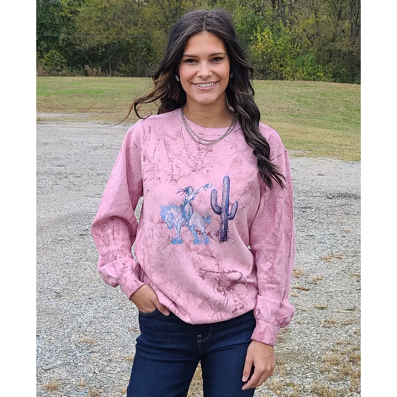 Coyote Cowgirl Women's Pink Bleach Cowgirl Sweatshirt