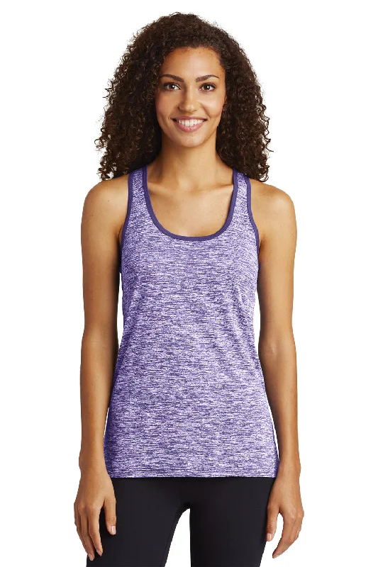 Sport-Tek Womens Electric Heather Moisture Wicking Tank Top - Purple Electric/Purple