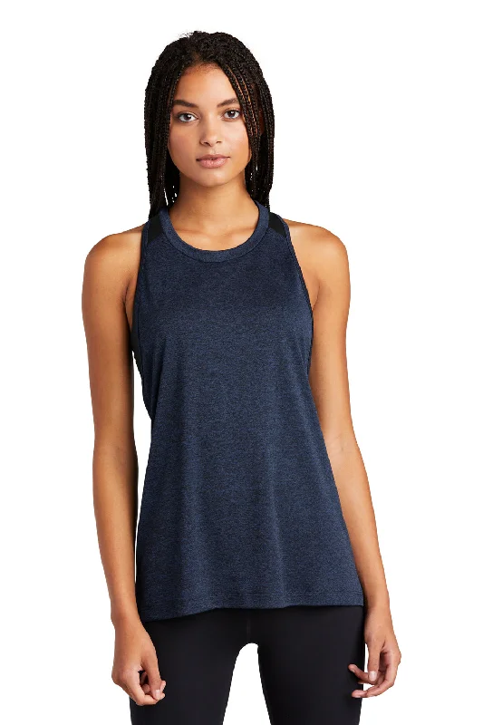 Sport-Tek Womens Endeavor Moisture Wicking Tank Top - Heather Dark Royal Blue/Black