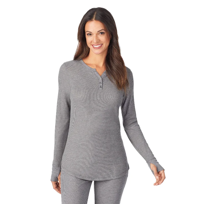 Stretch Thermal Long Sleeve Split V-Neck