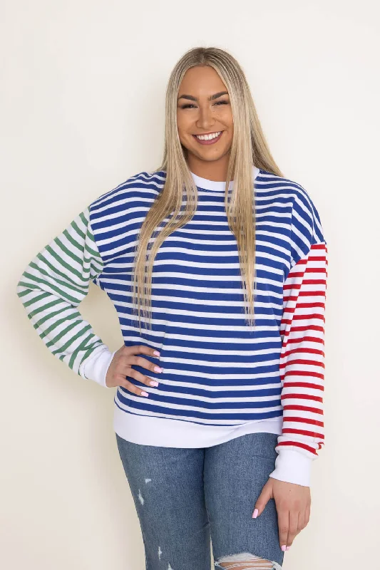 1897 Active Color Block Sweatshirt for Women in Multi Color | T197-GREENNAVYRED