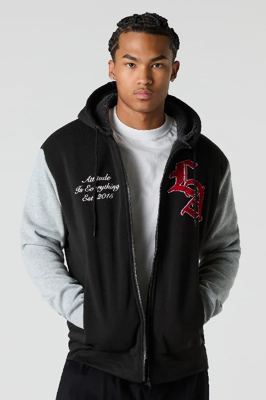 Sherpa Lined Fleece Varsity Hoodie