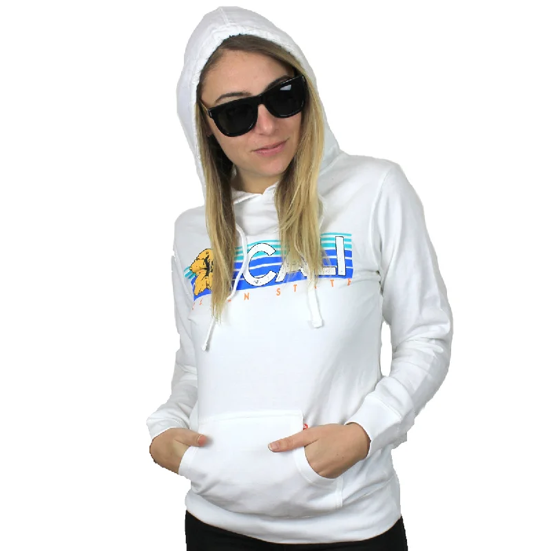 Cali Golden State Hibiscus Ladies Lightweight Fitted Hoodie