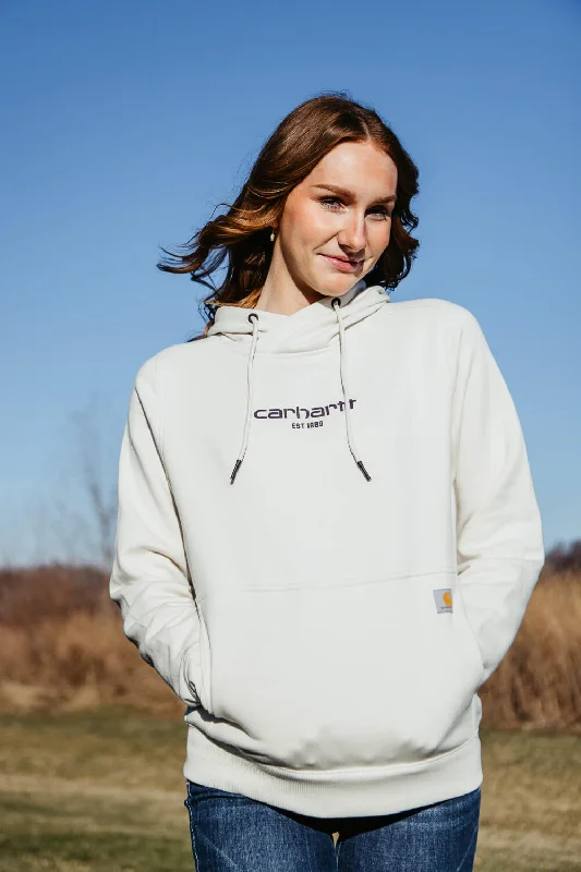 Carhartt Force Relaxed Lightweight Graphic Hoodie for Women in Malt White | 105573-W03