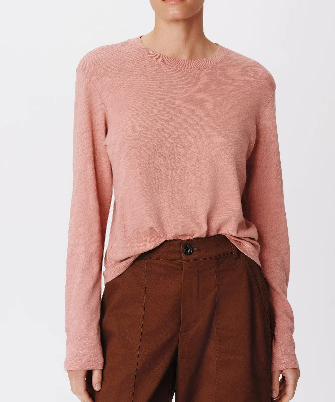 Slub Jersey Long Sleeve Crop Tee - Faded Rosewood