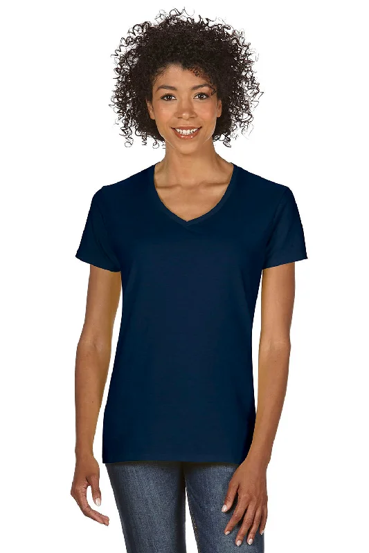 Gildan Womens Short Sleeve V-Neck T-Shirt - Navy Blue