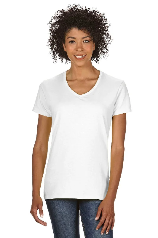 Gildan Womens Short Sleeve V-Neck T-Shirt - White