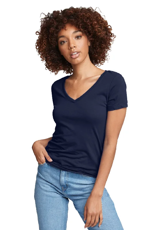 Next Level Womens Ideal Jersey Short Sleeve V-Neck T-Shirt - Midnight Navy Blue