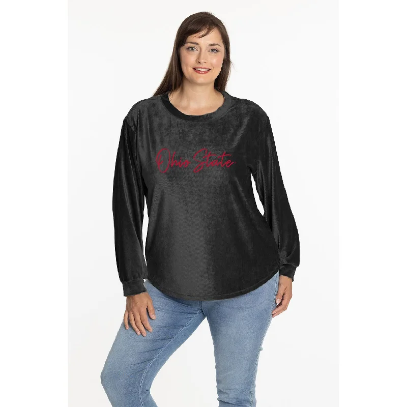 Ladies Ohio State Buckeyes Carly Corduroy Crew Neck Sweatshirt