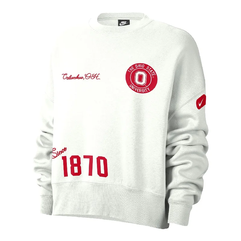 Ladies Ohio State Buckeyes Nike Everyday Campus White Crew Neck Sweatshirt