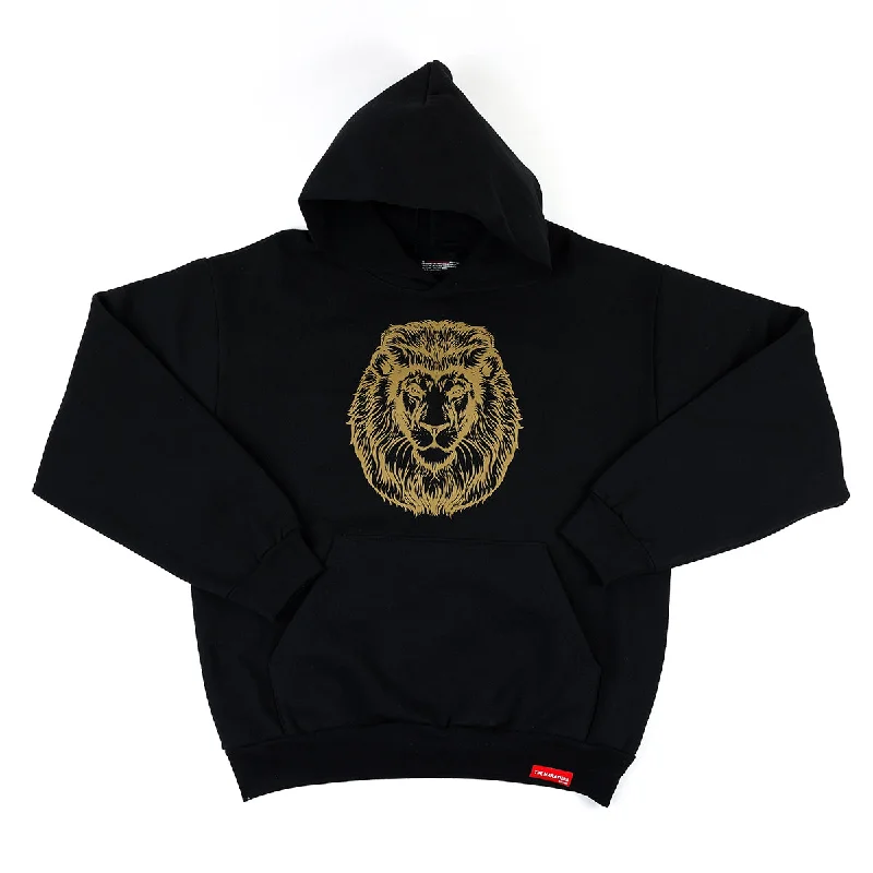 Vintage Lion Kid's Hoodie - Black/Gold