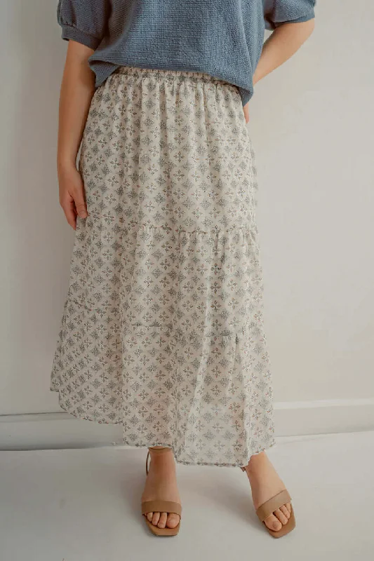 Chelsea Maxi Print Skirt in Cream - FINAL SALE