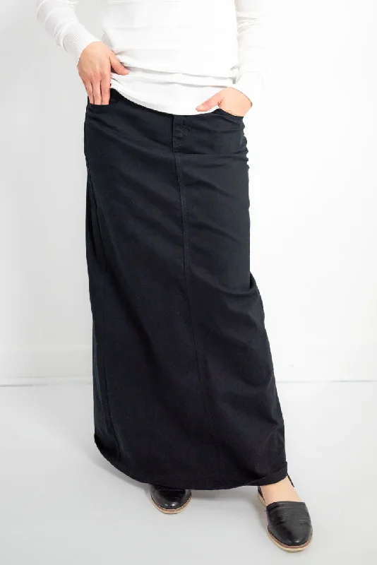 Elizabeth Maxi Skirt in Black Denim