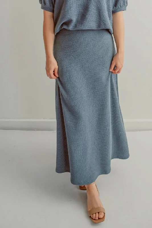 Celine Knit Maxi Skirt in Stormy Blue