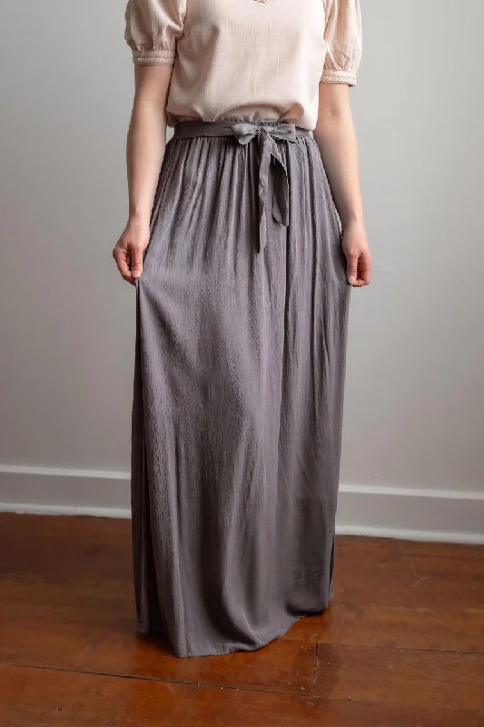 Kristin Maxi Dress Skirt With Tie Waist in Charcoal - FINAL SALE