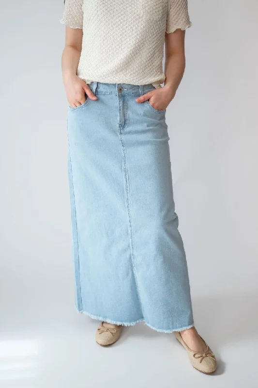 Amira Denim Maxi Skirt in Light Wash