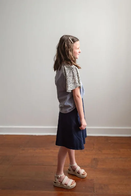 Ruby Knit Girls Midi Skirt in Navy - FINAL SALE