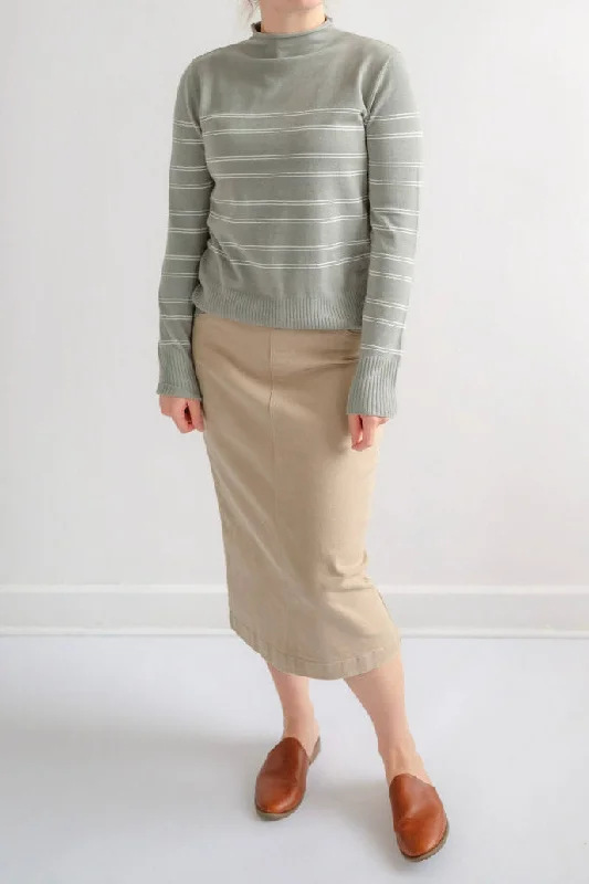 Sara 29" Denim Skirt in Khaki