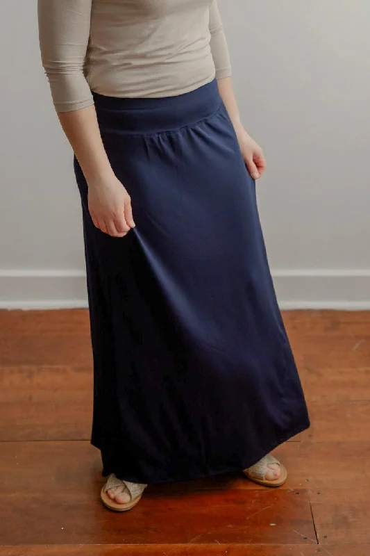 Selene Dressy Knit Maxi Skirt in Deep Navy - FINAL SALE